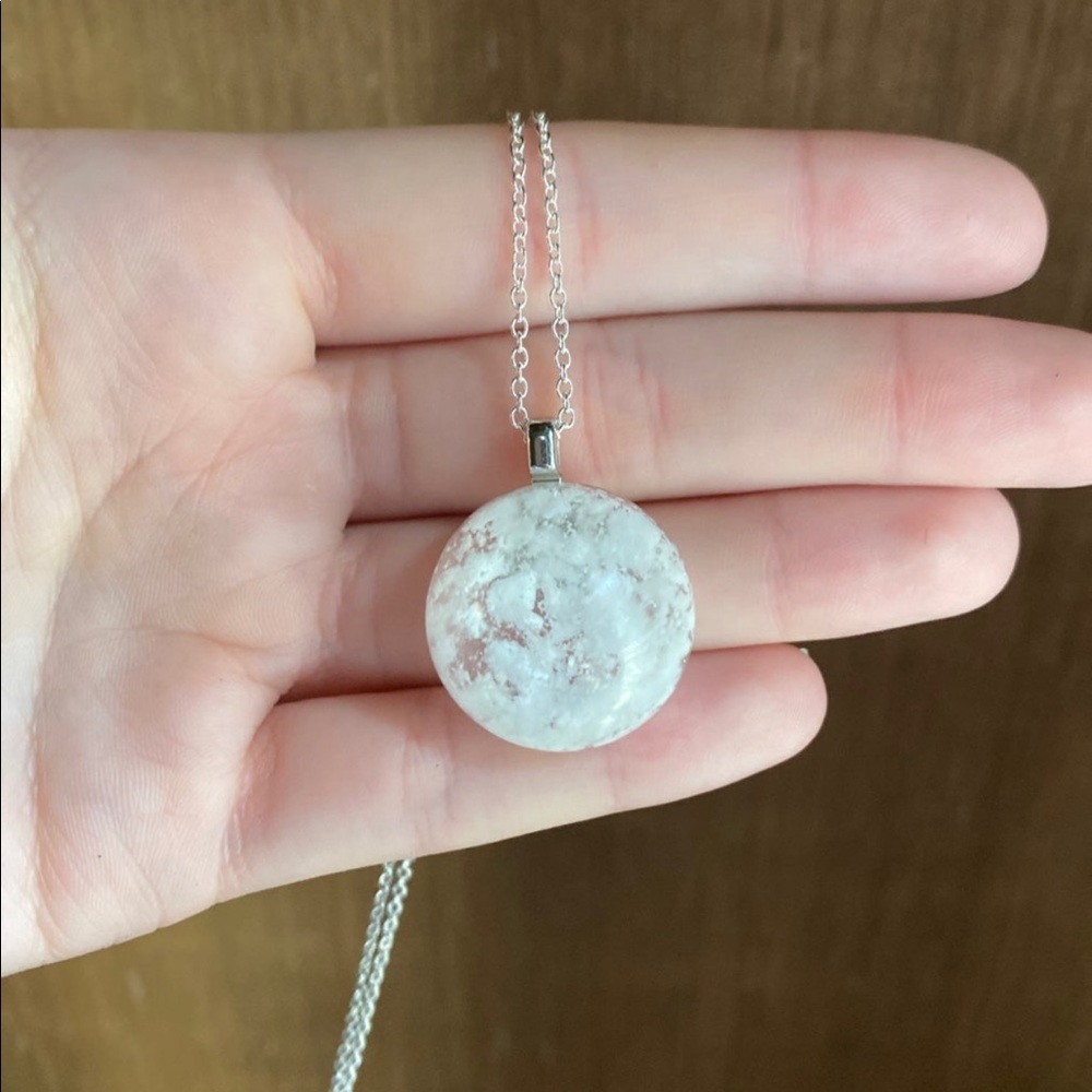 Half sphere cloudy sky resin necklace